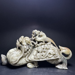 1820DM&4 中国骨董 人間国宝 [四神獣です] 中国古玩、古美術 和田玉 玉石 置物 玉器 玉飾 彫刻