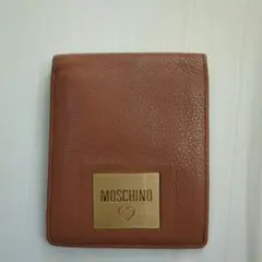 MOSCHINO 二つ折り財布 ブラウン レザー