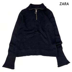 【送料無料】ZARA ザラ★ハーフジップ 長袖ニット セーター ブラック 黒 レディース