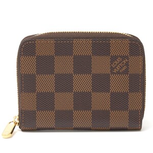 LOUIS VUITTON ルイヴィトン ジッピー・コインパース N63070 ウォレット 小銭入れ ダミエ・エベヌ×レザー ブラウン×ゴールド レディース