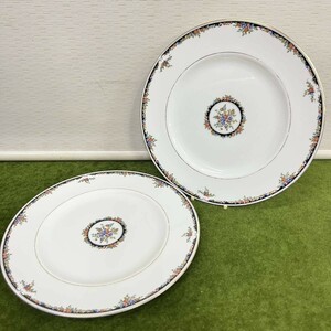 ★☆ 西洋陶磁/陶磁器 WEDGWOOD/ウェッジウッド 大皿/2枚セット/プレート 金彩/花 絵付/直径約27cm