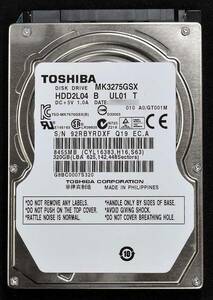 TOSHIBA MK3275GSX [320GB 2.5インチ 9.5mm SATA HDD 使用時間 8802H (Cristal DiscInfo 正常) (管:KH409