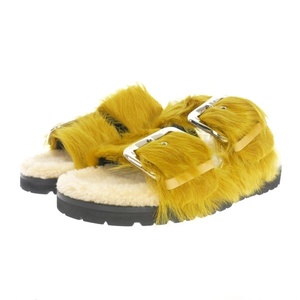 未使用品 ディースクエアード DSQUARED2 22AW ROCK YOUR ROAD SANDALS レザー フラットサンダル 靴 38 ライム 緑 FSW0050022057198088 国内