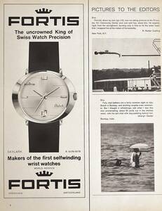 稀少・時計広告！1970年フォルティス 時計広告/Fortis Swiss Watch/H