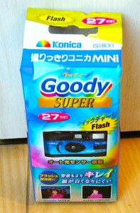 未開封 使い捨て フィルム ストロボ カメラ 撮りっきり コニカ Mini Goody SUPER Flash グッディー Konica 27枚 レトロ 昭和 チェキ 期限切