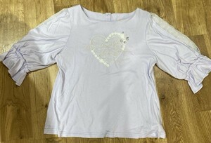 ★メゾピアノ★ジュニア★パープル★半袖ボリューム★フリル★カットソー★100％棉★半袖Tシャツ★サイズM　150