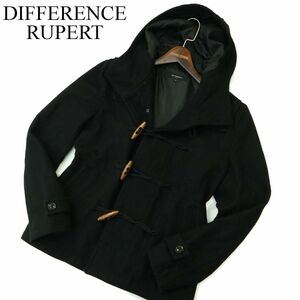 DIFFERENCE RUPERT ルパート 秋冬 メルトン ウール★ ダッフル コート Sz.M　メンズ 黒　A3T14605_C#N