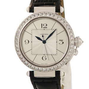 【3年保証】 カルティエ パシャ ドゥ カルティエ ダブルバレル WJ118751 ロジウム加工K18WG無垢 純正ダイヤ 自動巻き メンズ 腕時計