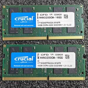 【中古】DDR4 SODIMM 32GB(16GB2枚組) CFD W4N3200CM-16GQ [DDR4-3200 PC4-25600]