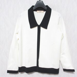 美品 22AW Maglie par ef-de マーリエパーエフデ 衿付き配色ニット バイカラー ロングスリーブ カットソー セーター 7 ホワイト ◆