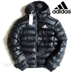 メンズ XO(2L) ◆未使用 定価15,400円 adidas アディダス 3ストライプ インサレーション ジャケット フーディ 軽量 中わた HK6669 黒