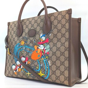 超人気 即完売モデル!!!! GUCCI グッチ ディズニー コラボ ドナルドダック 2way ハンドバッグ GGスプリーム 648134 トートバッグ