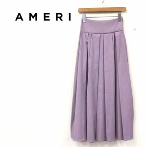 1K1220-K◆良品 AMERI アメリ ロングプリーツスカート◆sizeS ラベンダー 薄手 美シルエット ウエストゴム キレイめカジュアル レディース