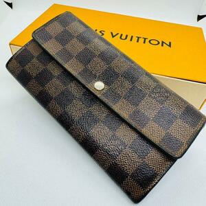 極美品 LOUIS VUITTON ルイヴィトン ダミエ エベヌ ポルトフォイユサラ N61734 二つ折り長財布 カード入れ×10 N61734/CR4114