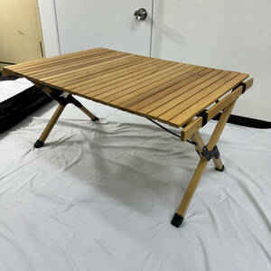 1円スタート~ AND・DECO アンドデコ アウトドア 木製テーブル ローテーブル ウッド 天然木 キャンプ テーブル 90cm×60cm 高さ44cm