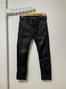 美品☆[DIESEL] SLIM-CHINO M 0671E コーティング×ダメージ加工 スリムストレッチ チノパンツ 26 ブラック メンズ ディーゼル