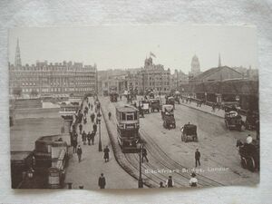 【絵葉書1枚】 Blackfriars Bridge, London /M&L Ltd /NATIONAL SERIES No.1 /都市街路建築橋梁路面電車馬車ヴィンテージ ハガキ 20-14