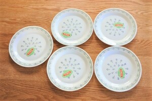 送料無料 パイレックス PYREX ENGLAND 花柄 プレート 5枚 未使用品 ミルクガラス ヴィンテージ