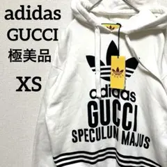 極美品 adidas GUCCI 人気コラボ パーカー プルオーバー XS 白