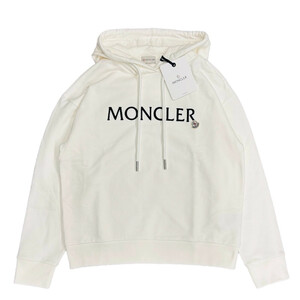 新品 Mサイズ MONCLER ロゴ 刺しゅう パッチ スウェット パーカー ホワイト ルーズフィット モンクレール