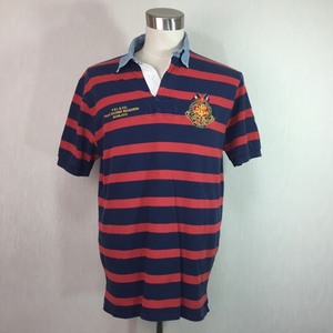 B497▼Polo Ralph Lauren◆紺/赤ボーダーかのこ半袖ポロシャツ L