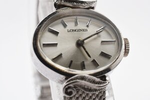 稼働品 ロンジン ラウンド シルバー 手巻き レディース 腕時計 LONGINES