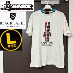 BLACK LABEL CRESTBRIDGE ブラックレーベル クレストブリッジ Tシャツ R@BBRICK ベアブリック 半袖 メンズ Lサイズ L コラボ ホワイト