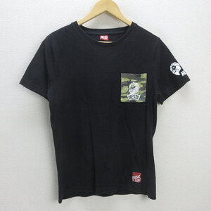 G■ネスタ/NESTA プリントTシャツ/コットン【L】黒/men