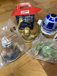 非売品 ケンタッキー STARWARS スターウォーズ ドリンクカップ フィギュア ４体と紙箱　R2-D2 C-3PO ヨーダ アナキン