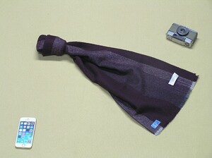 マフラー 使用1回 Calvin Klein　カルバンクライン ♪ カシミヤ Cashmere ♪ おしゃれなエンジ赤系 メンズ&レディース 176㎝×30㎝■4868