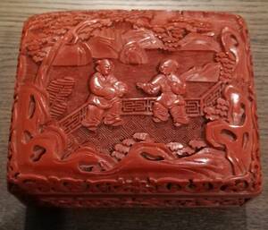 唐物 本堆朱 漆彫 人物彫 花弁紋 銅体 骨董 古玩 古美術品 古道具 中国古玩 中国美術