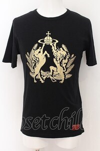 Vivienne Westwood MAN / ホース&ライオンTシャツ XL ブラックｘゴールド O-24-08-11-005-ts-YM-OS