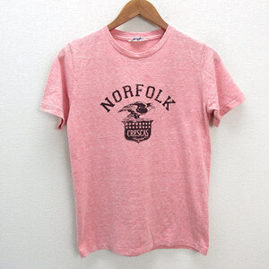 a■ビームス/BEAMS WEAR 霜降り プリントTシャツ【S】ピンク/MENS/69【中古】