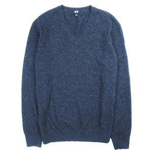 美品 19aw ユニクロ UNIQLO カシミヤ100％ Vネック セーター ニット 長袖 351-419200 トップス サイズL グレー メンズ