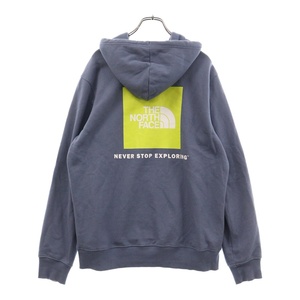 ザノースフェイス Back Square Logo HOODIE バックスクエアロゴプリント スウェットプルオーバーパーカー ネオン イエロー/ブルー