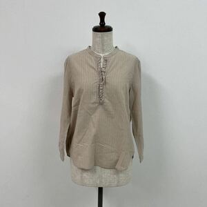 MARGARET HOWELL マーガレット ハウエル フリル スキッパー ストライプ シャツ 長袖 サイズ 1 SHIRT STRIPE FRL