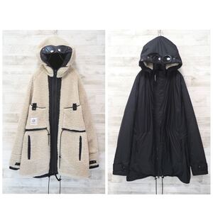 C.P. COMPANY 19AW Rev.Boa Goggle JKT-52 シーピーカンパニー リバーシブル ゴーグルジャケット コート ボアフリース 黒 ブラック