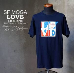 未使用 2002 SF サンフランシスコ MOGA LOVE 紺 ネイビー 丸胴 半袖 Tシャツ M L相当