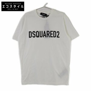 新品未使用品 DSQUARED2 ディースクエアード ロゴ クルーネックカットソー トップス L ホワイト メンズ