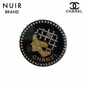 シャネル CHANEL ブローチ 2017 丸型 パール ココマーク ブラック