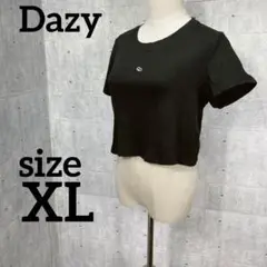 Dazy【XL】ショート丈半袖Tシャツ　ブラック　薄手　春夏　Uネック