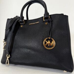 1円〜《 極美品 》 マイケルコース MICHAEL KORS ハンドバッグ ショルダーバッグ レザー ブラック トートバッグ クロスボディ レディース