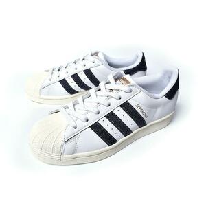 2022製 美品 adidas アディダス GX5187 SUPER STAR WHITE NVY スーパースター 白 x デニム US9.5 JP27.5cm