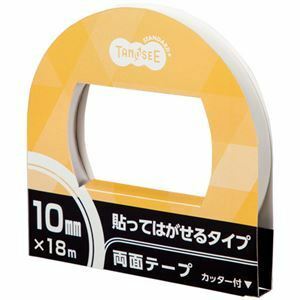 【新品】（まとめ）TANOSEE 両面テープ 貼ってはがせるタイプ カッター付 10mm×18m 1巻 【×30セット】