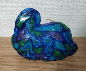 スワジキャンドル　うさぎ　青　スワジランド　ハンドメイド