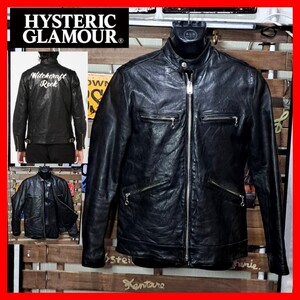 定価11万　HYSTERIC GLAMOUR ヒステリックグラマー　ペイント　ラムレザー　シングルライダースジャケット　Ｍ　ブラック