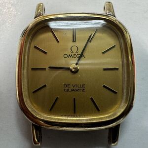 OMEGA オメガ デヴィル DE VILLE Ref.591.014 Cal0.1350 プッシュリューズ クオーツ quartz ゴールド ゴールド文字盤　不動　junk R-1