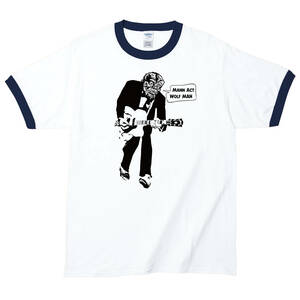 【Lサイズ 新品 白紺】チャックベリー Chuck Berry モンスター ウルフマン Tシャツ バンドT ジョークTシャツ ブルース ロックンロール