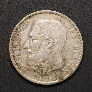 KM#24/ベルギー レオポルド2世 5フラン大型銀貨（1869）[E1876]コイン、貿易銀、メキシコ　