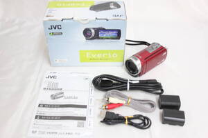 【光学美品】 【録画再生確認済み】【元箱付き】JVC GZ-E325-R レッド 60x バッテリー付き ビデオカメラ v7631